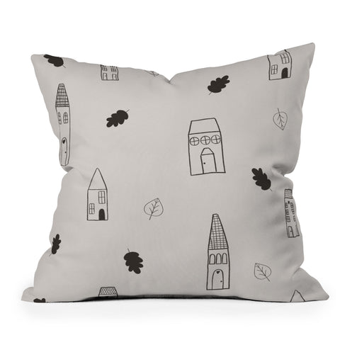 Menina Lisboa Little Scandinavian Houses Outdoor Throw Pillow