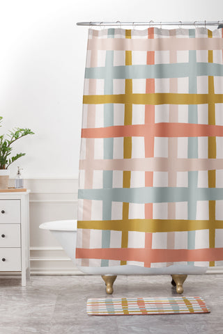 Menina Lisboa Spring Colorful Stripes Shower Curtain And Mat