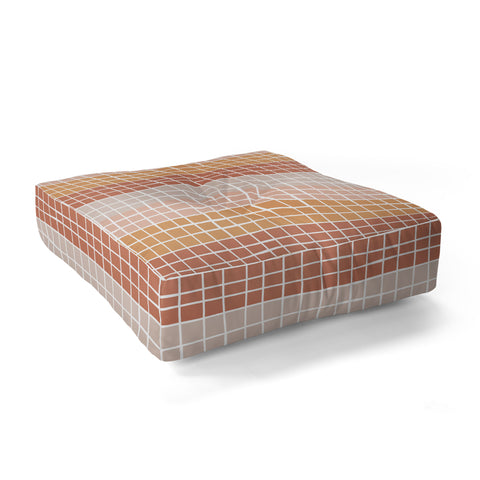 Menina Lisboa Terracotta Color Block Stripes Floor Pillow Square