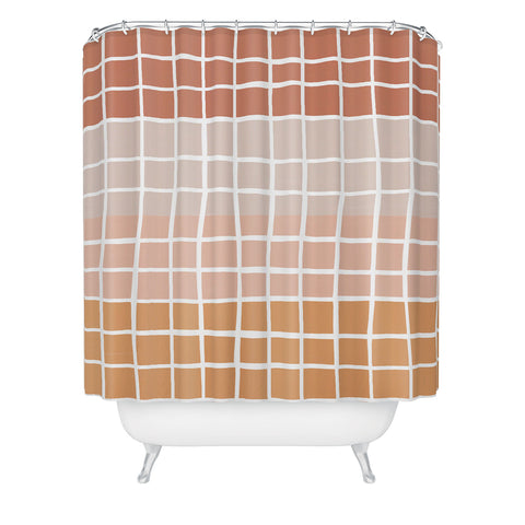 Menina Lisboa Terracotta Color Block Stripes Shower Curtain