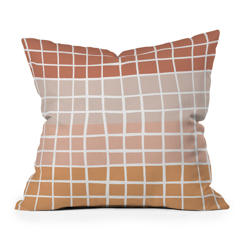Menina Lisboa Terracotta Color Block Stripes Outdoor Throw Pillow