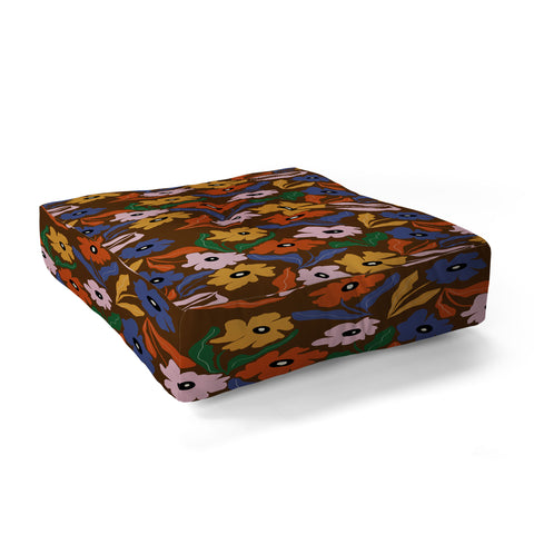 Miho Abstract floral pattern Floor Pillow Square