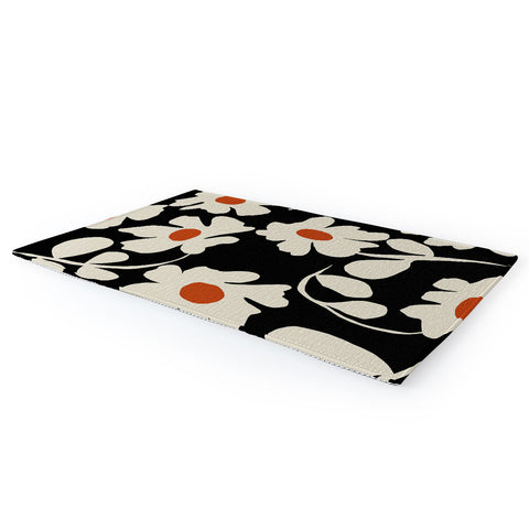 Miho Black and white floral I Area Rug