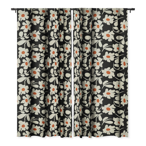 Miho Black and white floral I Blackout Window Curtain
