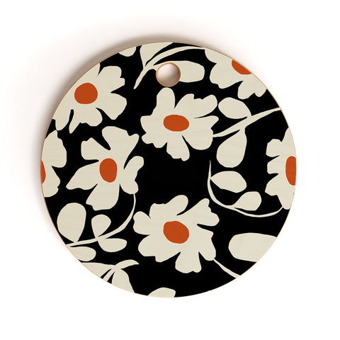 Miho Black and white floral I Cutting Board Round