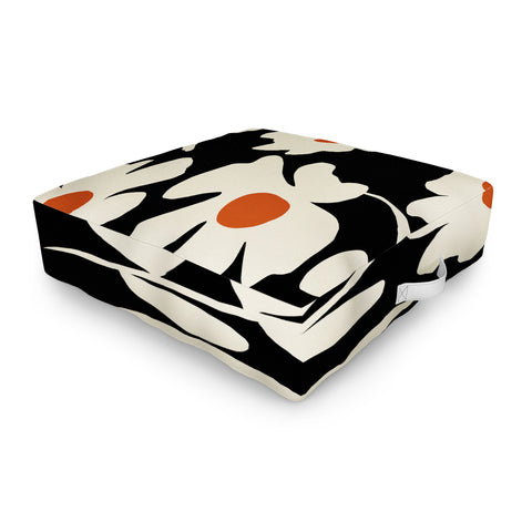 Miho Black and white floral I Outdoor Floor Cushion
