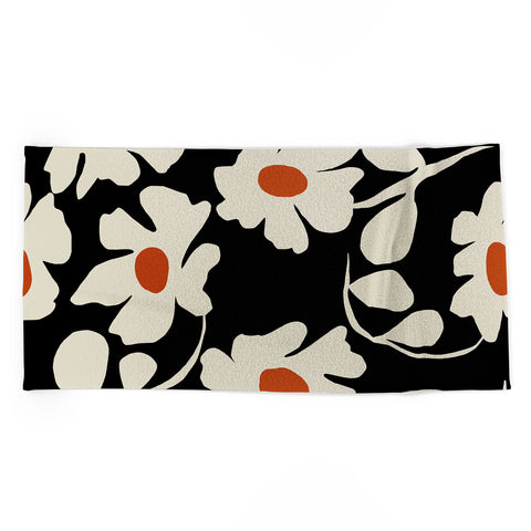 Miho Black and white floral I Beach Towel