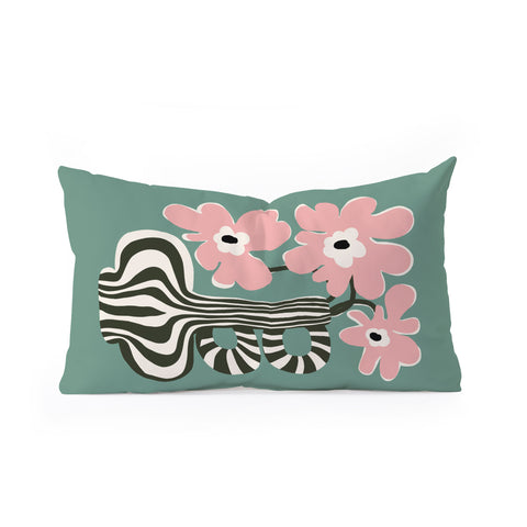 Miho Floral strip Oblong Throw Pillow
