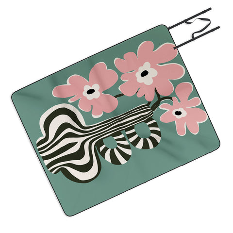 Miho Floral strip Picnic Blanket