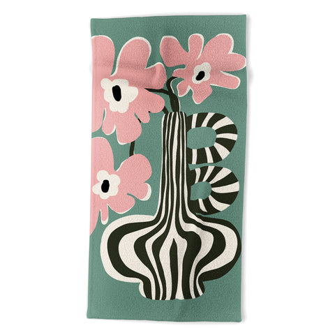 Miho Floral strip Beach Towel