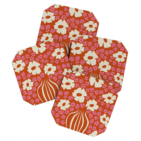 Miho flowerpot in orange and pink Coaster Set