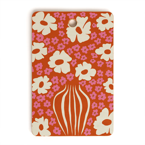 Miho flowerpot in orange and pink Cutting Board Rectangle