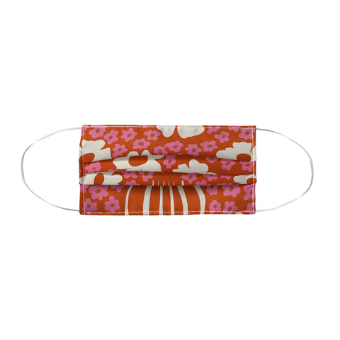 Miho flowerpot in orange and pink Face Mask
