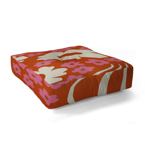 Miho flowerpot in orange and pink Floor Pillow Square