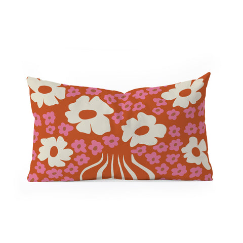Miho flowerpot in orange and pink Oblong Throw Pillow