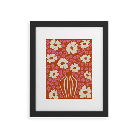 Miho flowerpot in orange and pink Framed Art Print