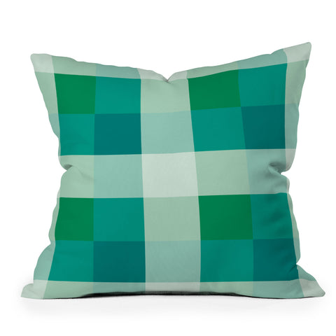 Miho retro color illusion blue green Outdoor Throw Pillow