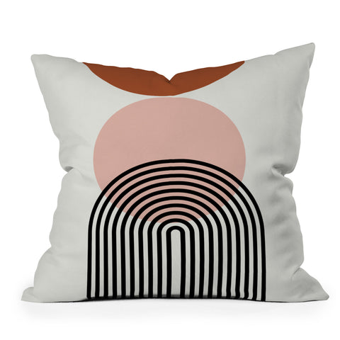 Miho terracotta sun and moon abstract Outdoor Throw Pillow