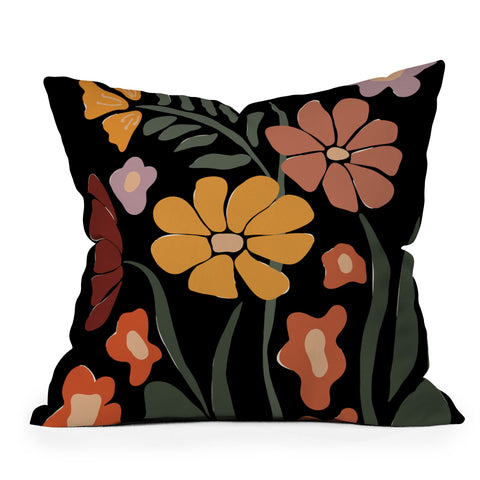 Miho TROPICAL floral night Outdoor Throw Pillow