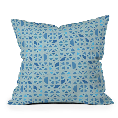 Mirimo Arabesque en Bleu Outdoor Throw Pillow