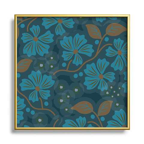Mirimo Flora Blue Square Metal Framed Art Print