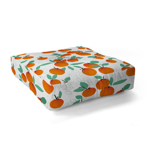 Mirimo Oranges on White Floor Pillow Square