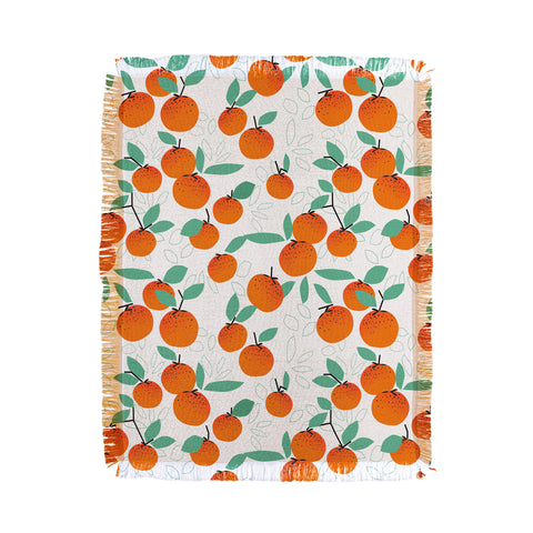 Mirimo Oranges on White Throw Blanket