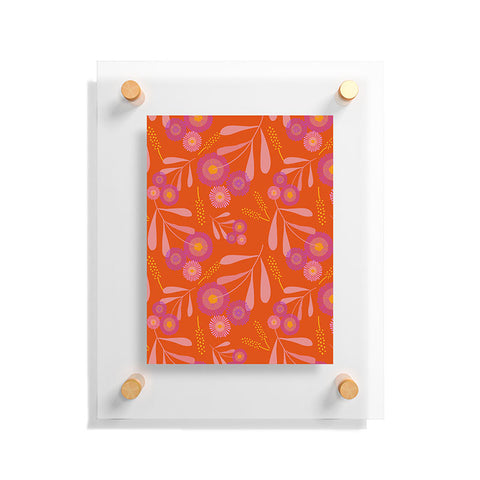 Mirimo Pink and Purple Floral Orange Floating Acrylic Print
