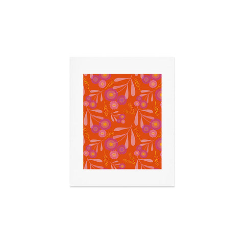 Mirimo Pink and Purple Floral Orange Art Print
