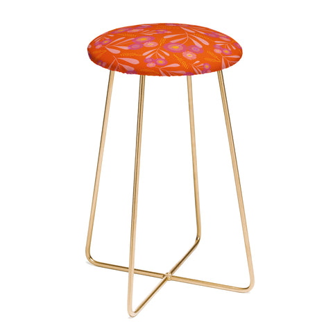 Mirimo Pink and Purple Floral Orange Counter Stool