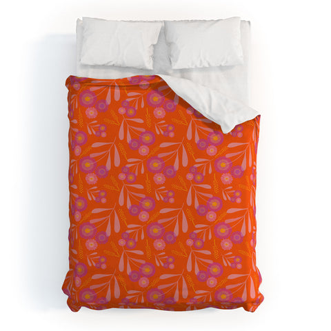 Mirimo Pink and Purple Floral Orange Duvet Cover
