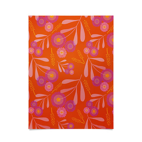 Mirimo Pink and Purple Floral Orange Poster