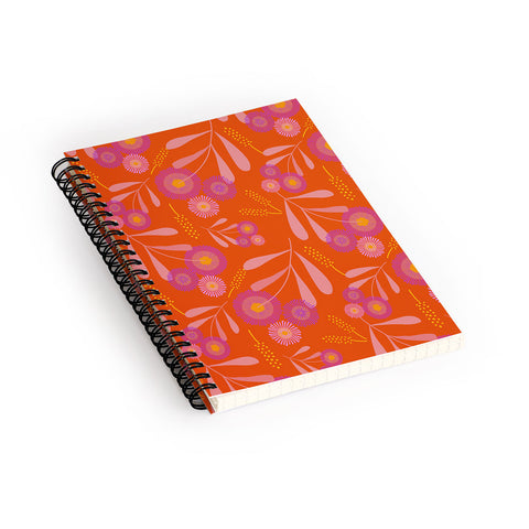 Mirimo Pink and Purple Floral Orange Spiral Notebook