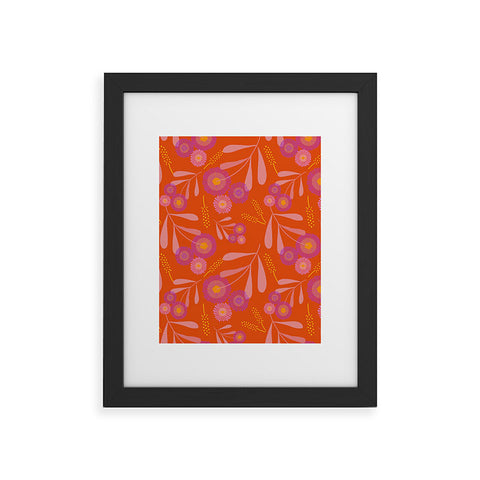 Mirimo Pink and Purple Floral Orange Framed Art Print