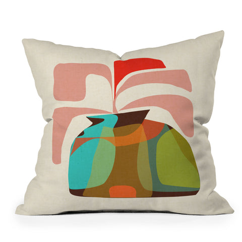 Mirimo Vase with Red Plant Outdoor Throw Pillow