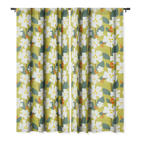 Mirimo White flowers and red berries Blackout Window Curtain