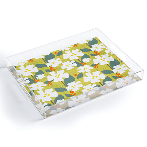 Mirimo White flowers and red berries Acrylic Tray