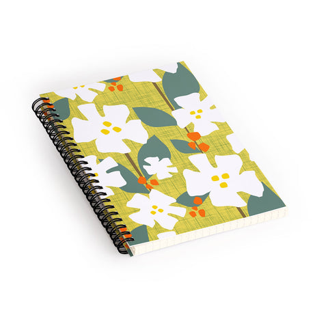 Mirimo White flowers and red berries Spiral Notebook