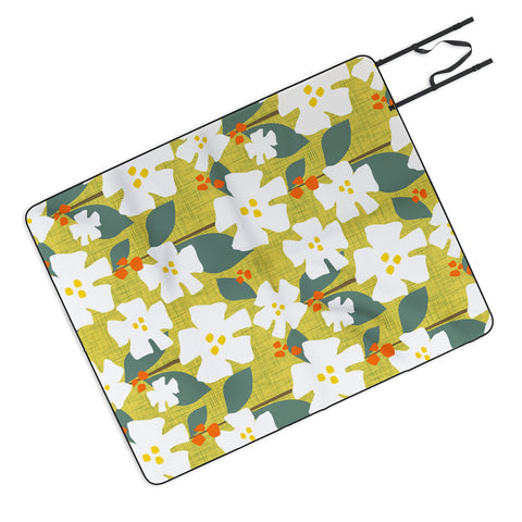 Mirimo White flowers and red berries Picnic Blanket