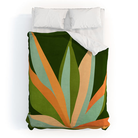 Modern Tropical Colorful Agave Painted Cactus Duvet Cover