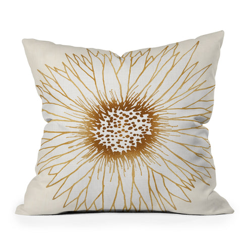Modern Tropical Gold Sunflower Outdoor Throw Pillow