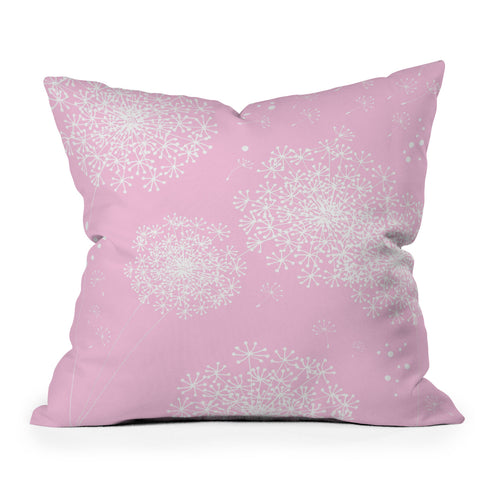 Monika Strigel Dandelion Snowflake Pink Outdoor Throw Pillow