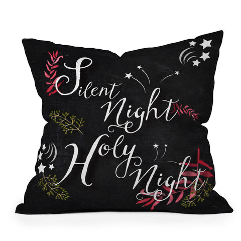 Monika Strigel FARMHOUSE CHALKBOARD SILENT NIGHT Outdoor Throw Pillow