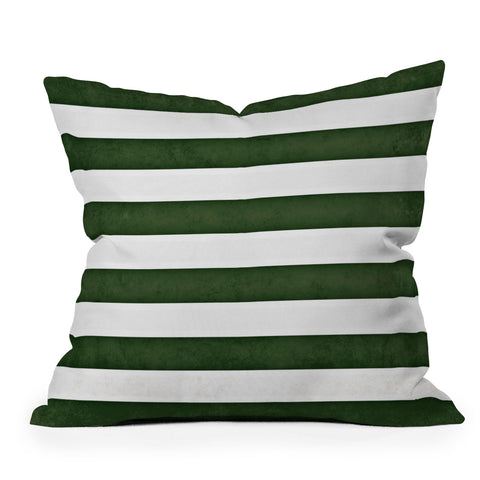 Monika Strigel FARMHOUSE SHABBY STRIPES GREEN Outdoor Throw Pillow