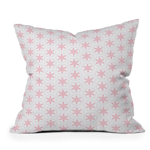 Monika Strigel FESTIVE STAMPED STARS PINK ROSE Outdoor Throw Pillow