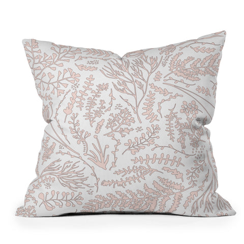 Monika Strigel HERBS AND FERNS ROSE AND WHITE Outdoor Throw Pillow