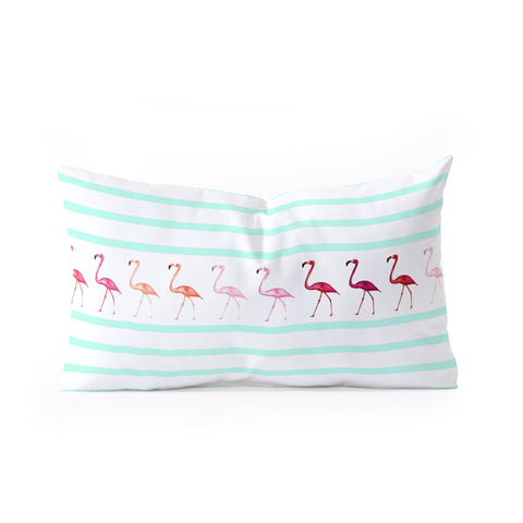Monika Strigel Mini Flamingo Walk Oblong Throw Pillow