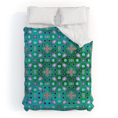 Monika Strigel MOROCCAN PEARLS AND TILES GREEN Duvet Cover