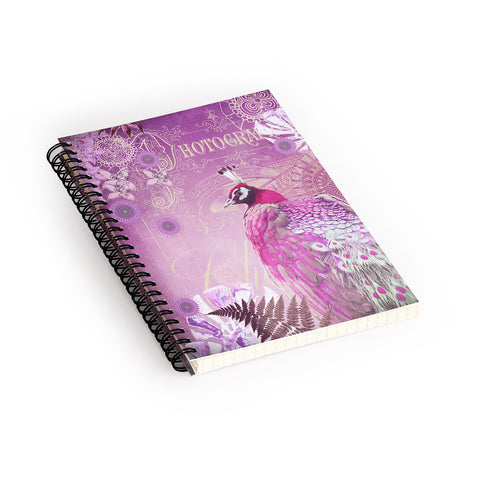 Monika Strigel Pink Peacock Spiral Notebook