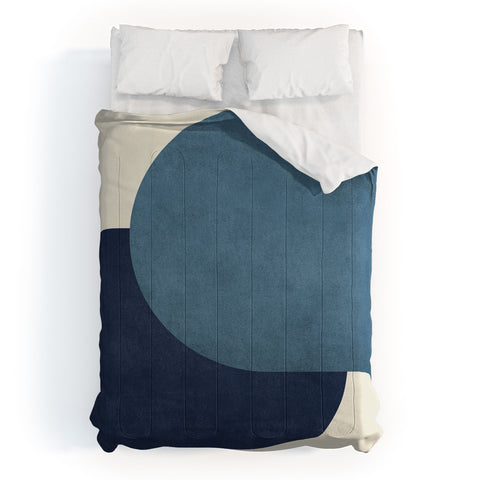 MoonlightPrint Halfmoon Colorblock Blue Comforter